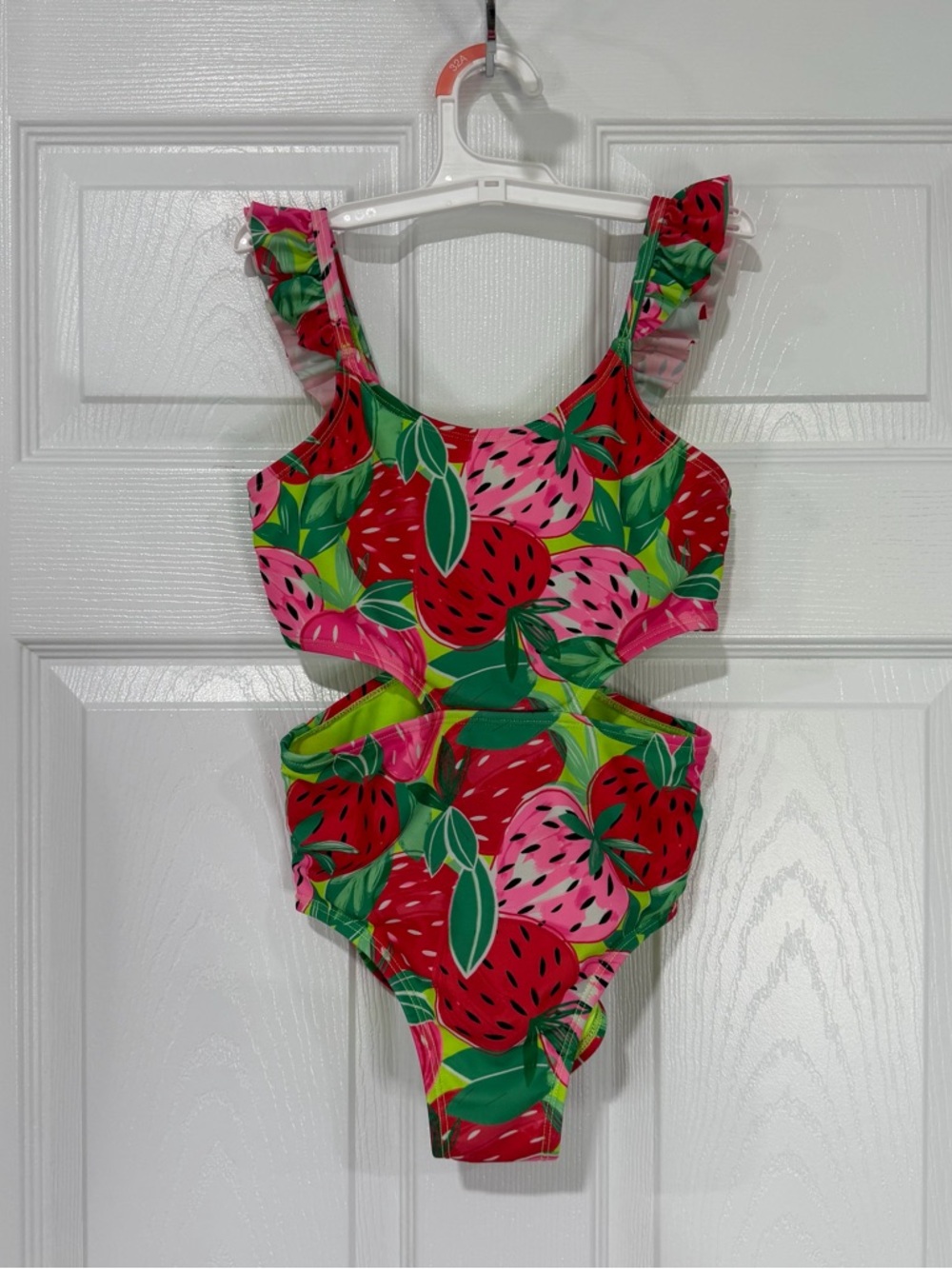 Cat & Jack Neon Green and Pink Strawberry One-Piece Swim